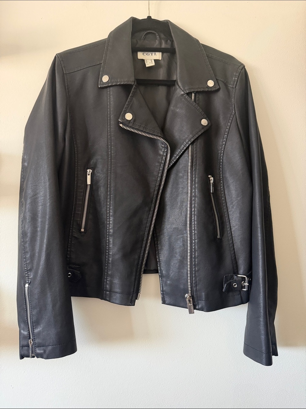 CGTL|Women’s Black Faux Leather Moto Biker Jacket|XL|Like New